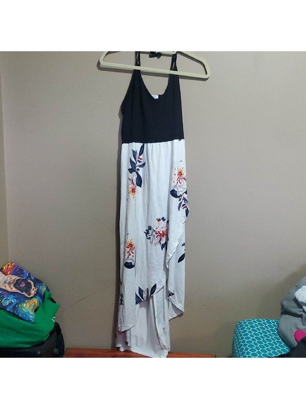 Floral Black and White Maxi Dress Size XL
